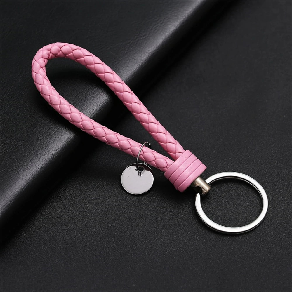 Braided Leather Rope Keychain