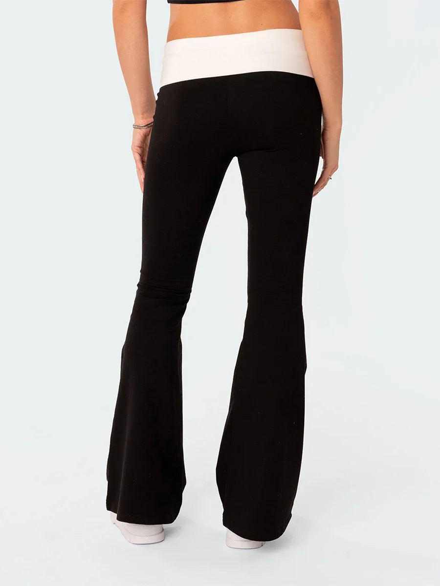 Contrast Color Bell Bottom Pants