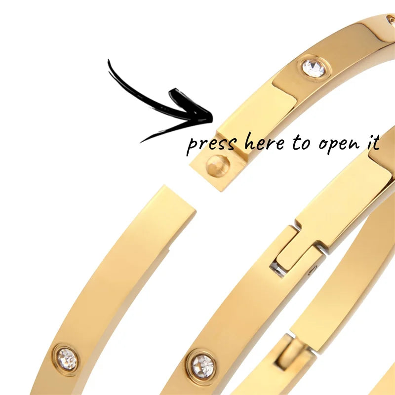 💎 Stainless Steel Rhinestone Bangle Bracelet