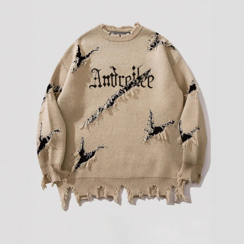 Men's Distressed Knit Sweater