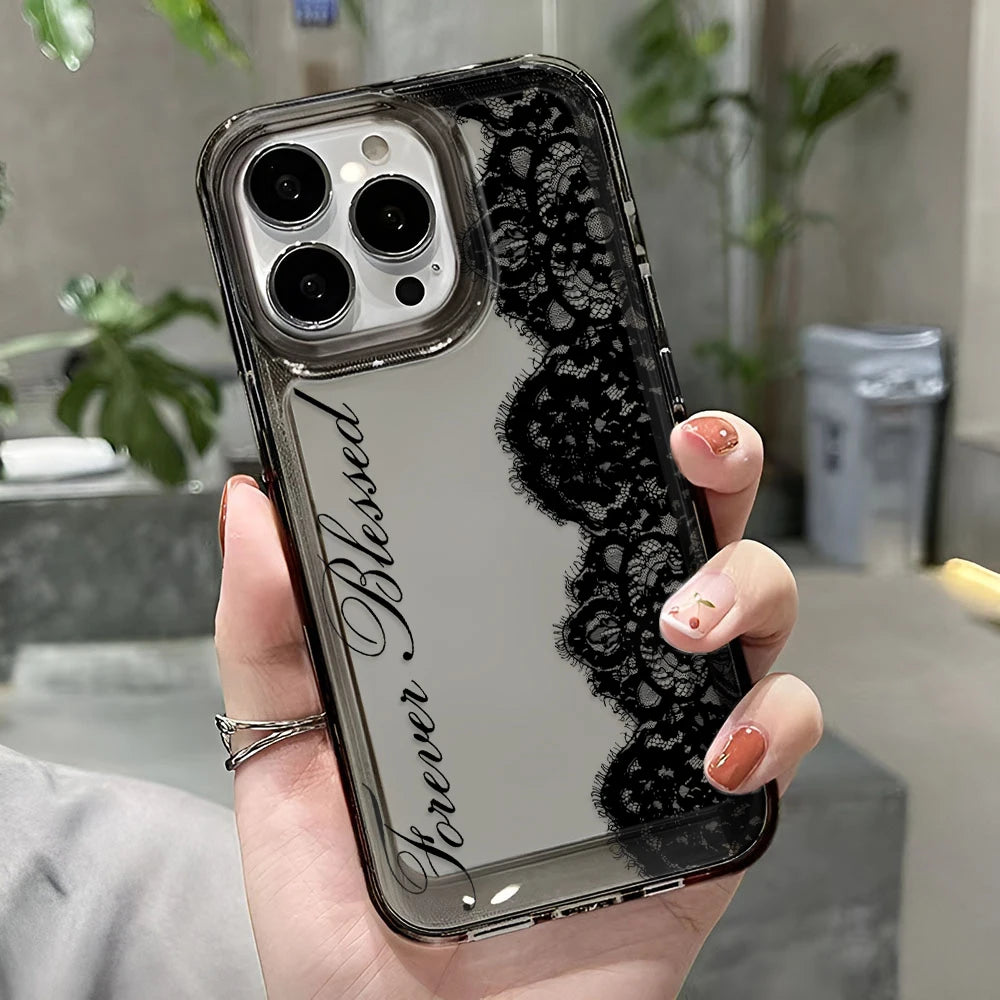Black Lace Clear iPhone Case