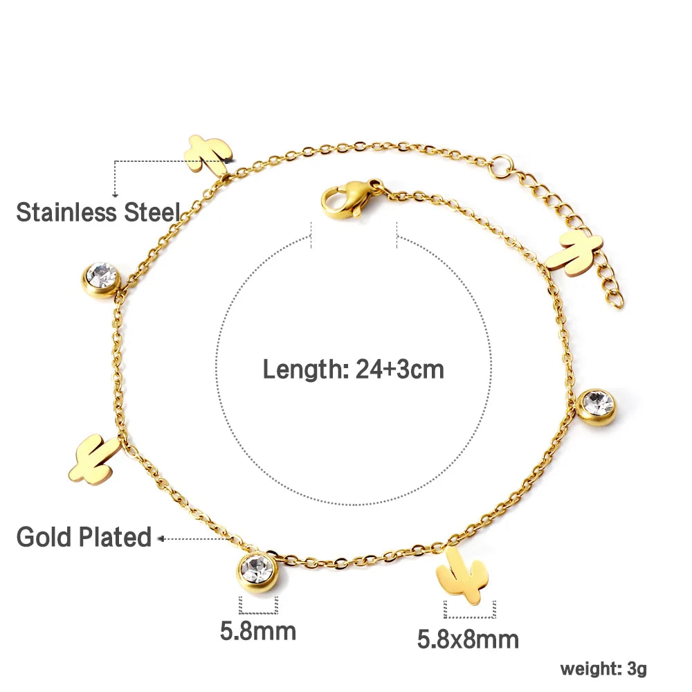 Crystal Hamsa Hand Gold Anklet