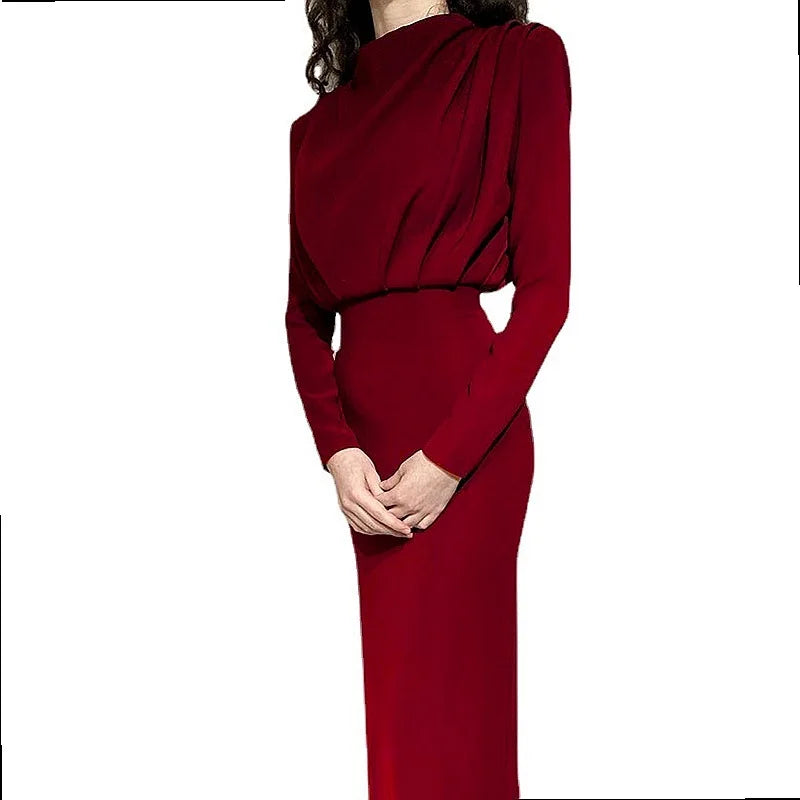 Elegant Long Sleeve Waisted Dress