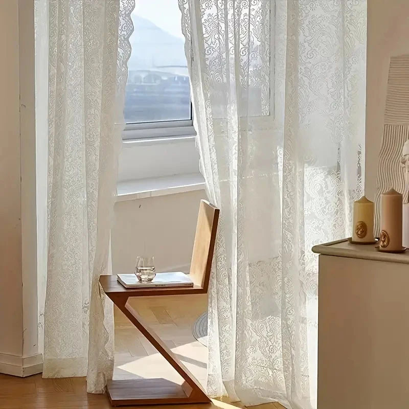 White Lace Window Curtains