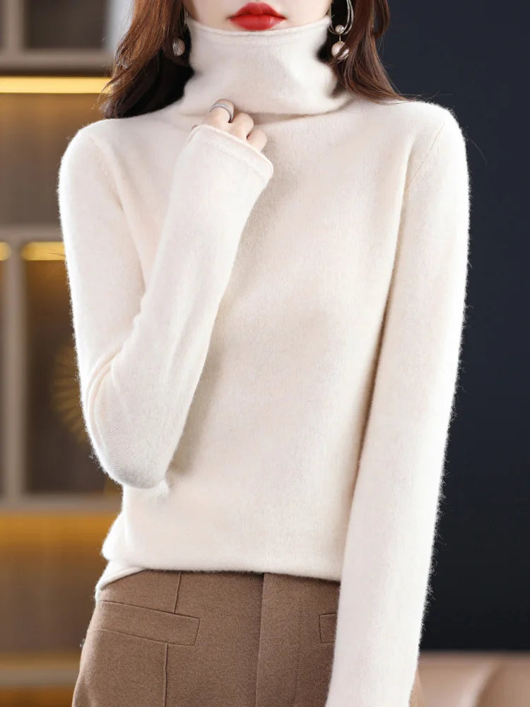 100% Merino Wool Mock Neck Sweater