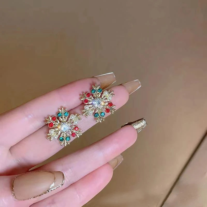 Colorful Snowflake Rhinestone Earrings