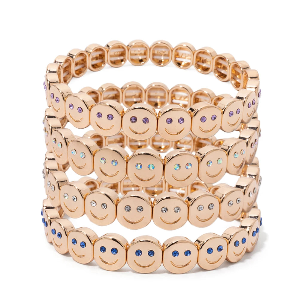 😊 Happy Face Crystal Bead Bracelet