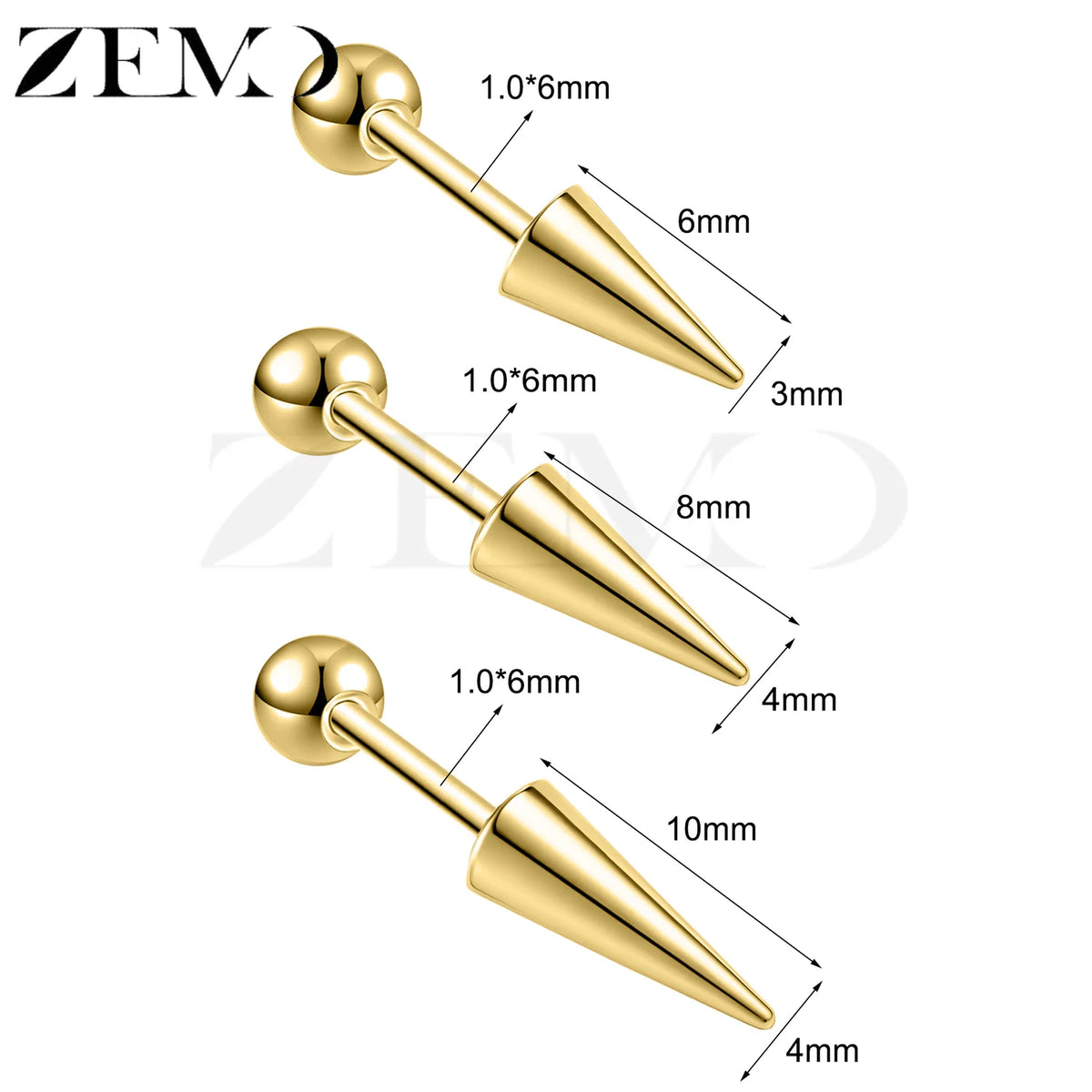 Steel Spike Cartilage Stud (18G, 1 Pc)