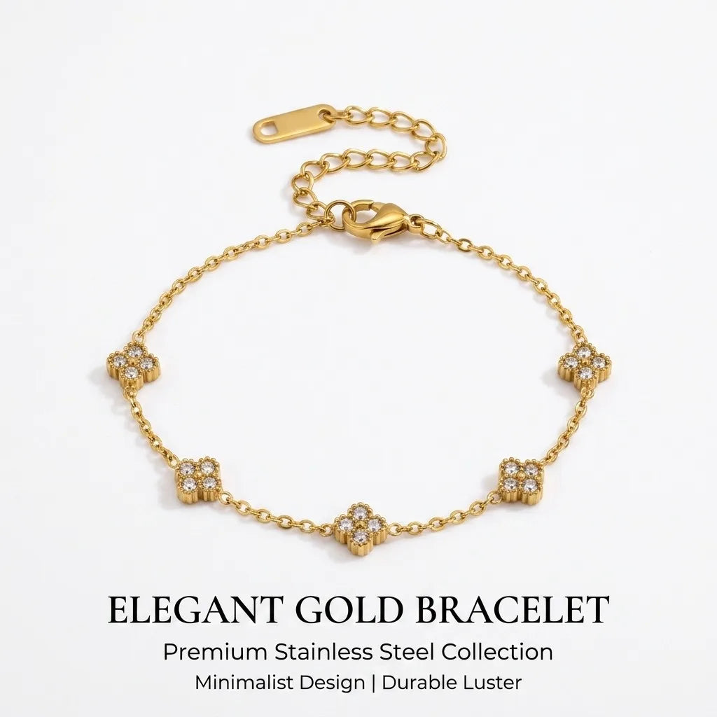 🌸 Gold Flower Zircon Bracelet