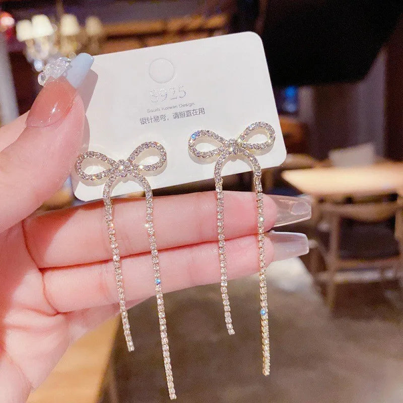 Zircon Pearl Tassel Earrings