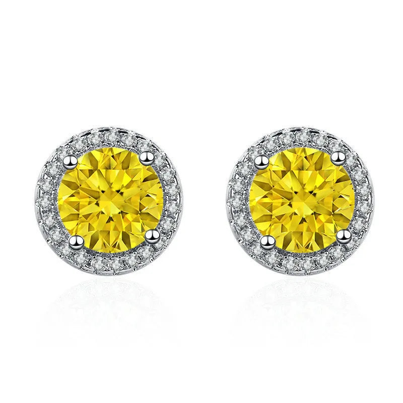 925 Silver Colored Zircon Stud Earrings