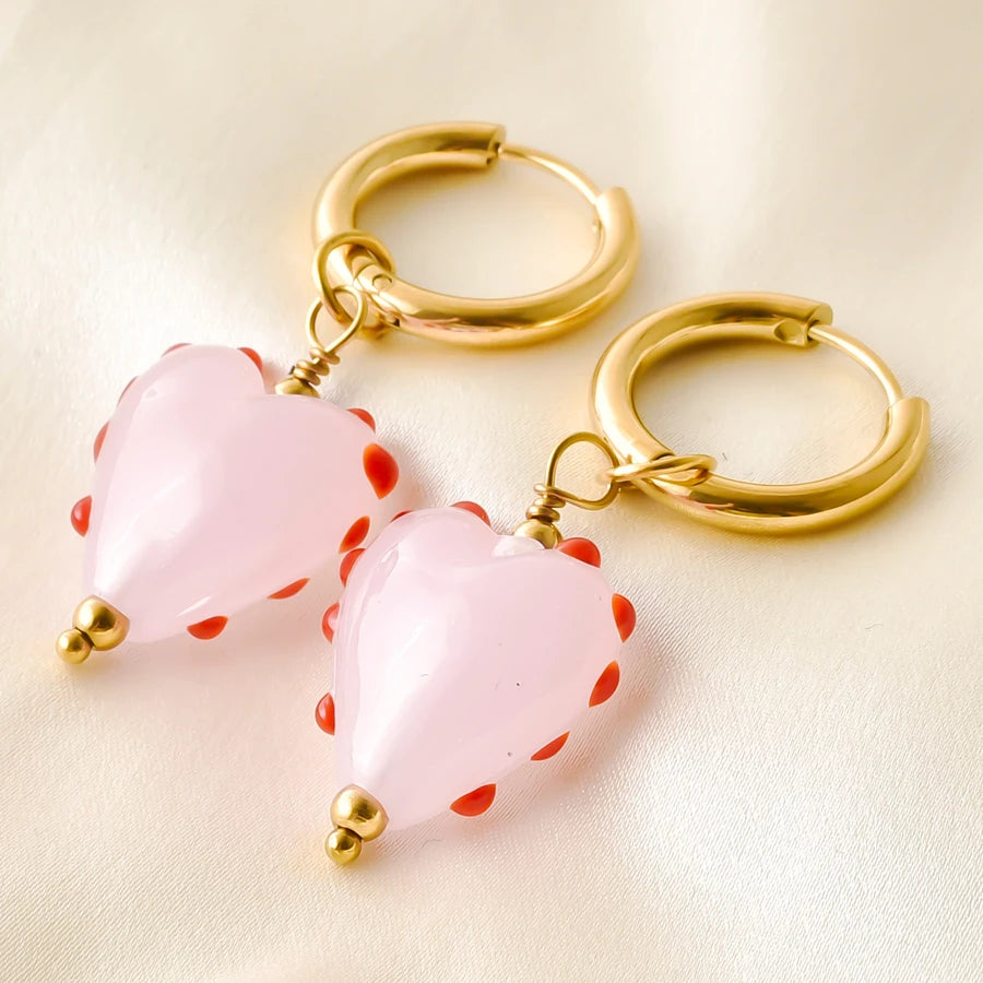 Colorful Glass Bead Huggie Hoops