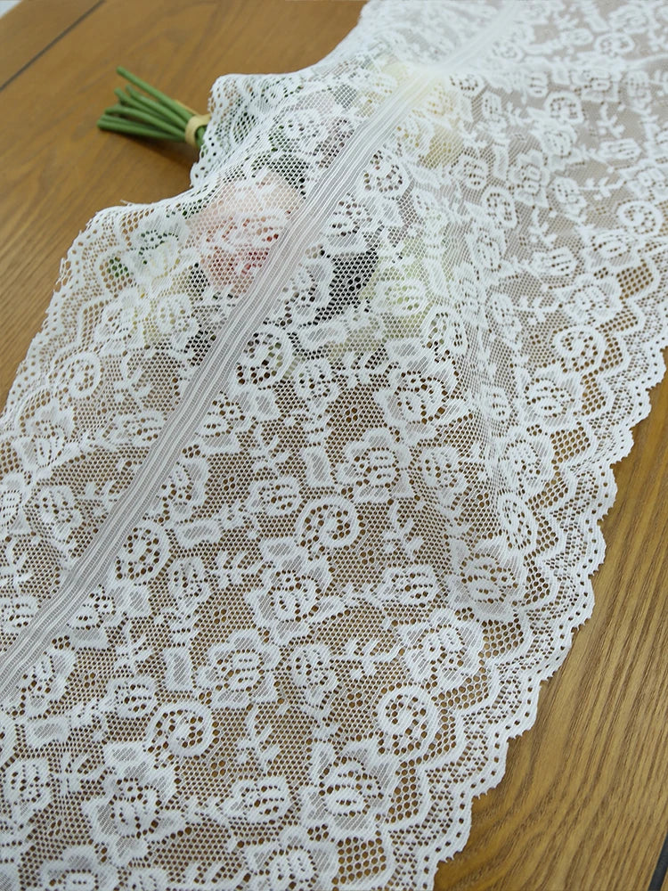 White Rose Lace Table Runner