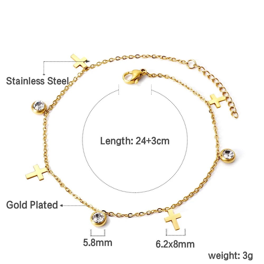 Crystal Hamsa Hand Gold Anklet