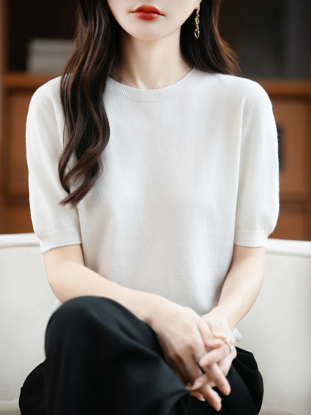 100% Merino Wool Short Sleeve Sweater