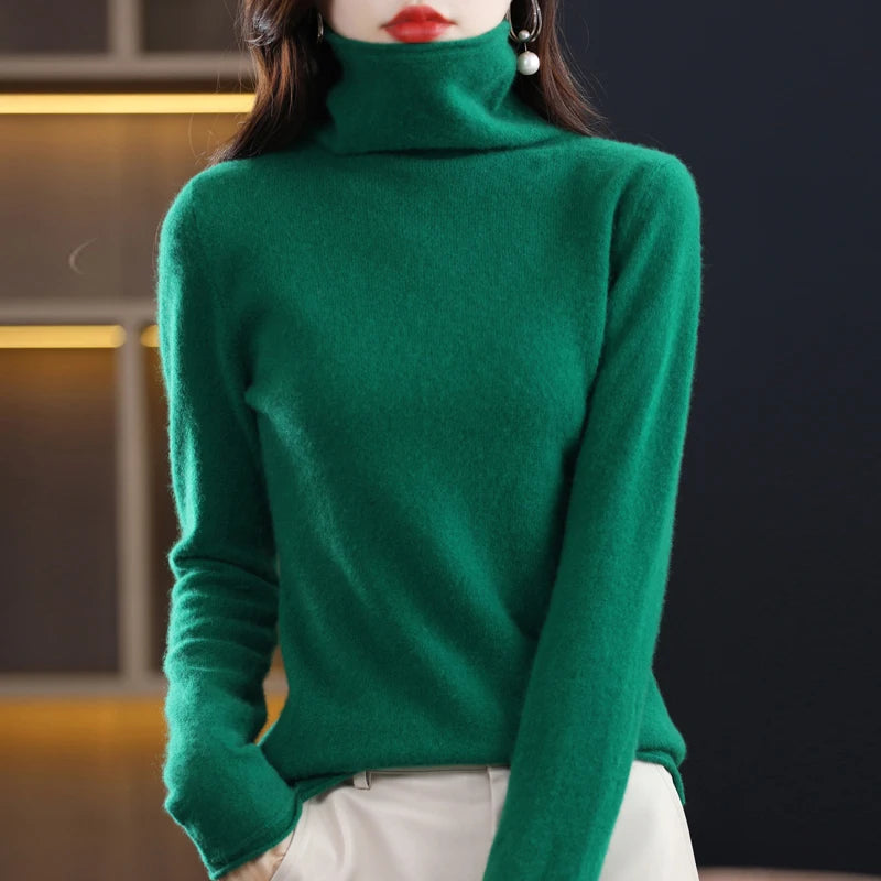100% Merino Wool Mock Neck Sweater