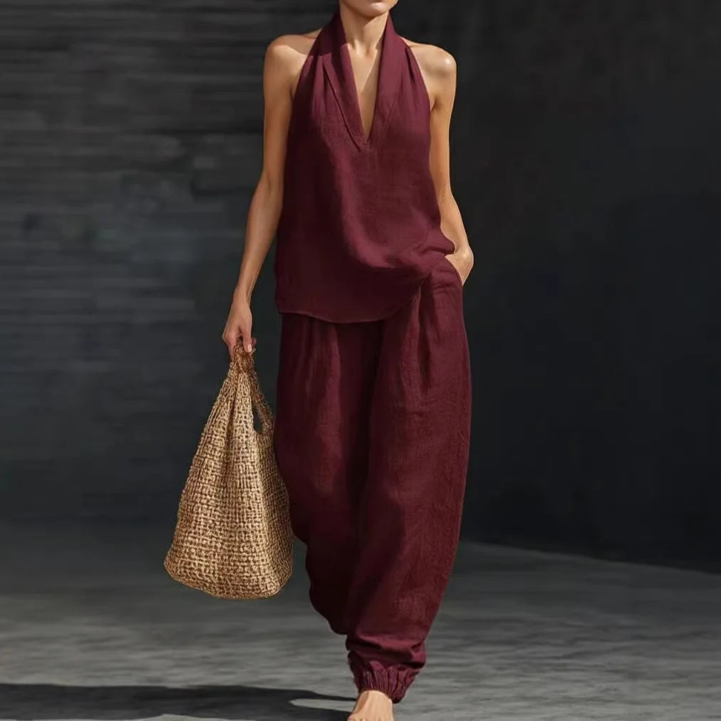 Off-Shoulder Top & Wide-Leg Pants Set