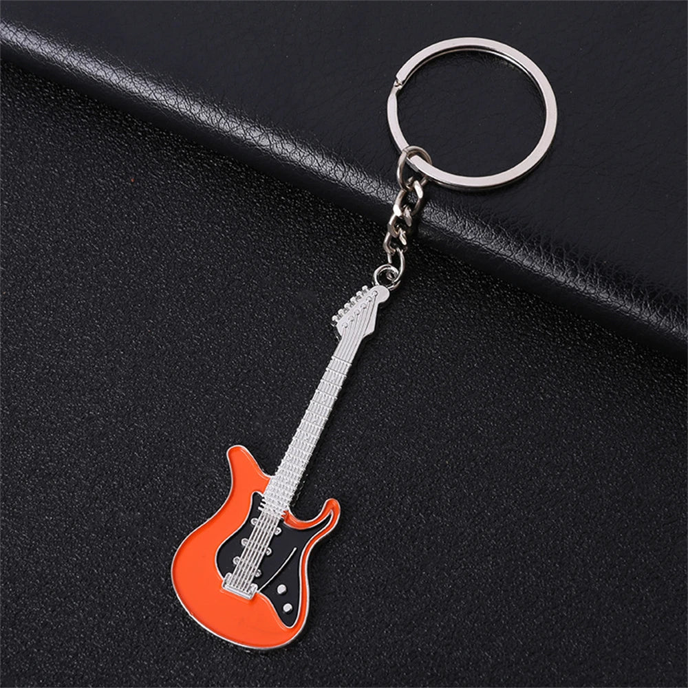 Rhinestone Mini Guitar Keychain