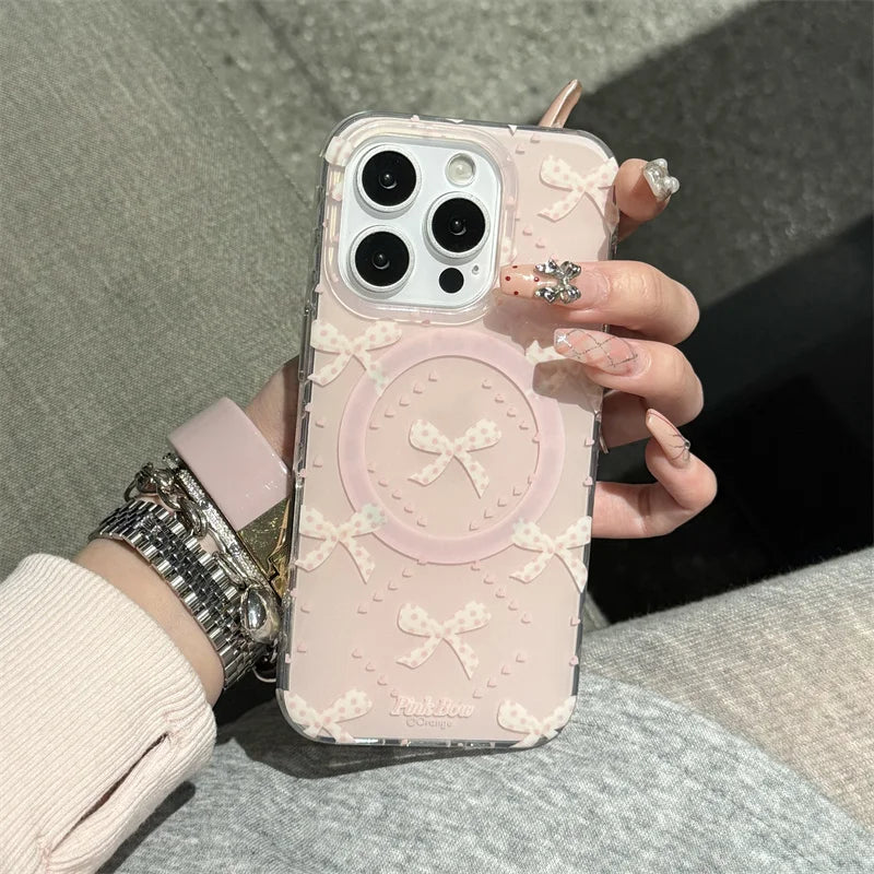 Pearl Bow Magnetic iPhone Case with Stand