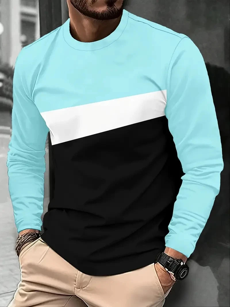 Men's Oversized Striped Long Sleeve Tee