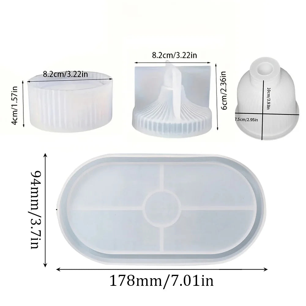 Silicone Tray, Vase & Jar Molds – 4 Pcs