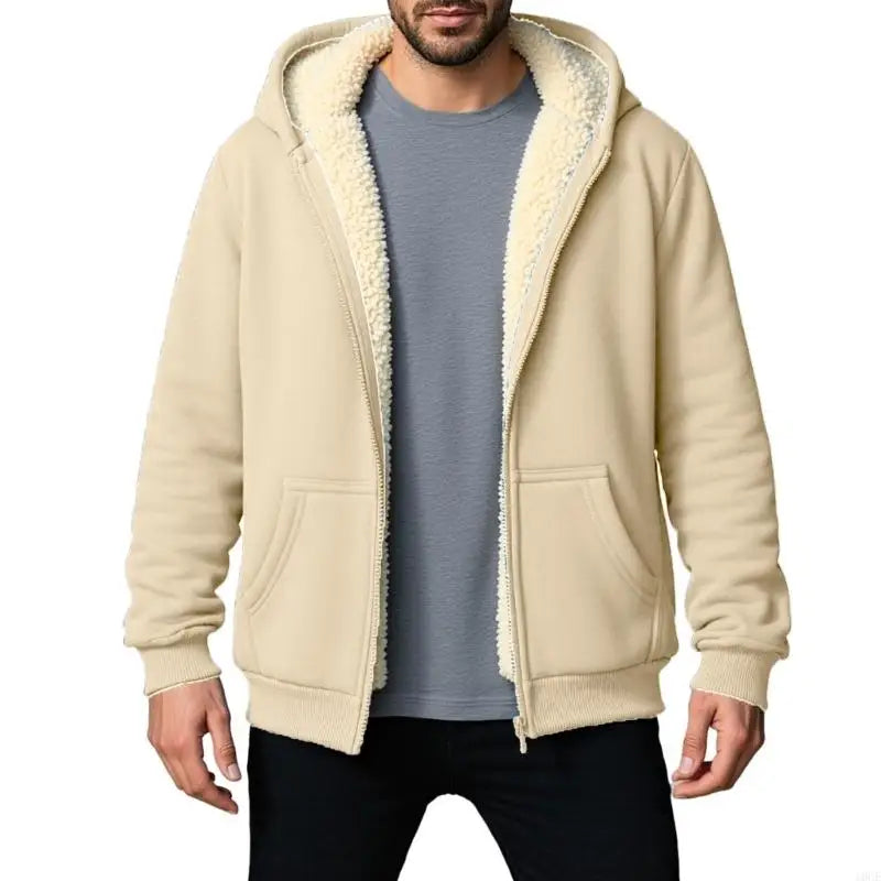 Men's Fleece-Lined Hooded Zip Coat