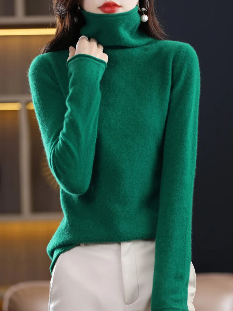 100% Merino Wool Mock Neck Sweater