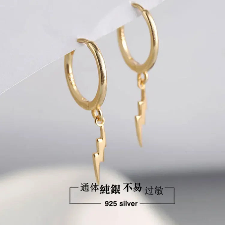 925 Silver Lightning Hoop Earrings