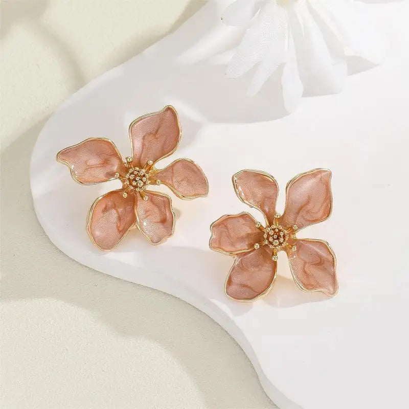 Colorful Enamel Big Flower Earrings