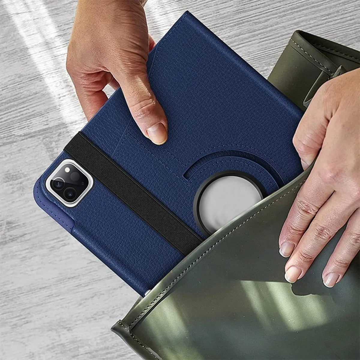 🔄 360° Leather Stand Case