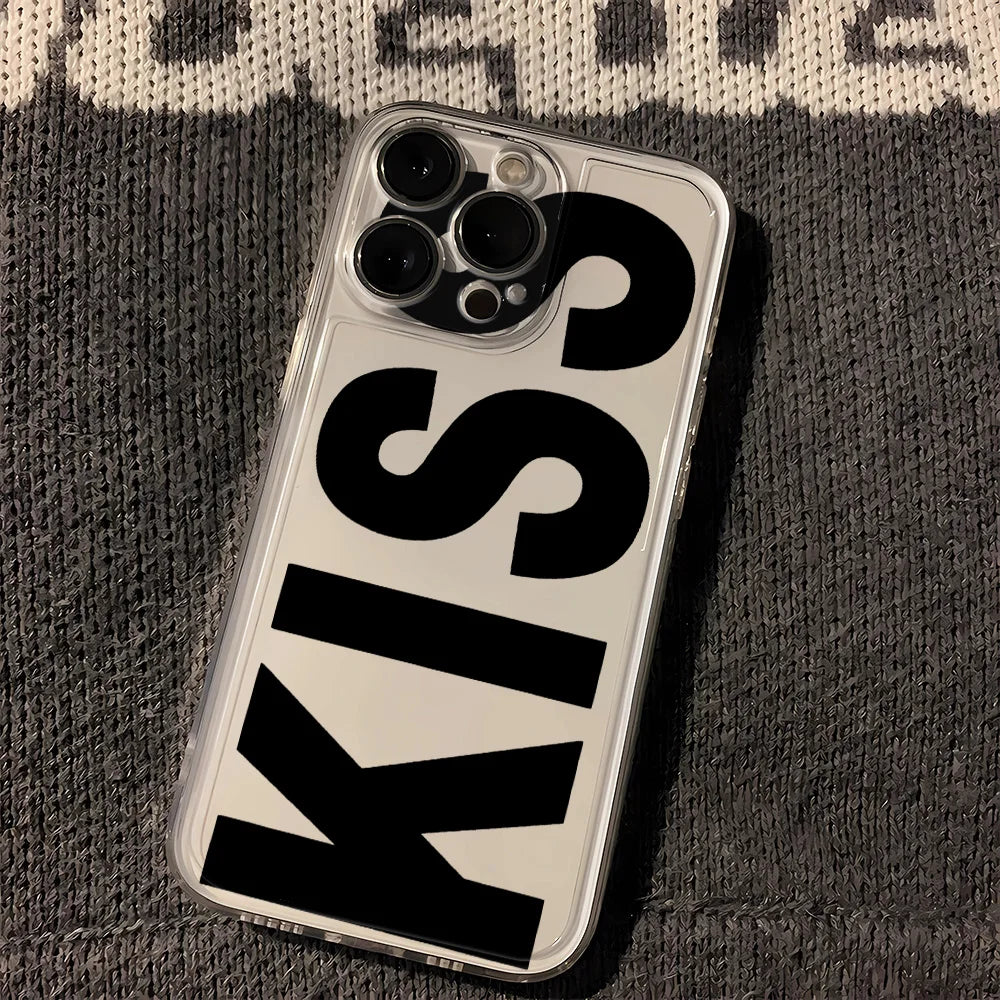 "Kiss" Text Clear iPhone Case