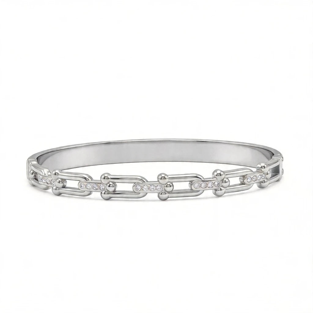🐴 Horseshoe Zircon Bangle Bracelet