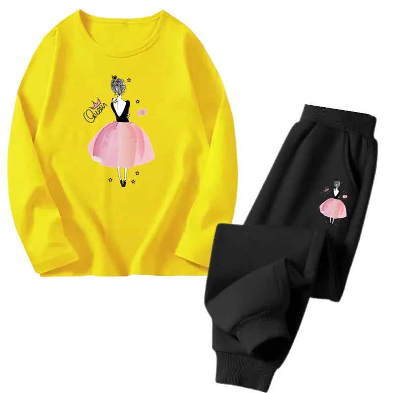 Girls Ballet Print Top & Pants Set