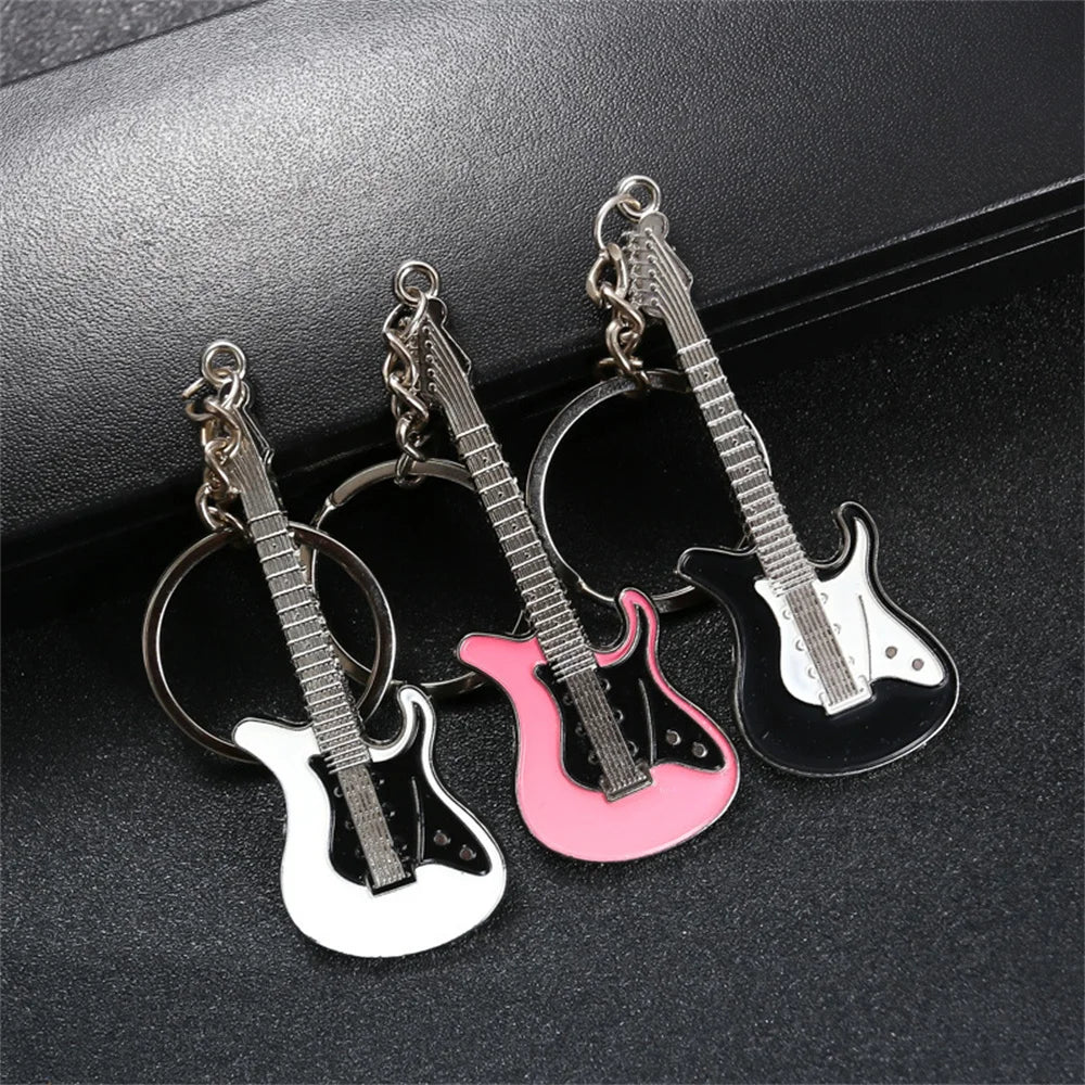 Rhinestone Mini Guitar Keychain