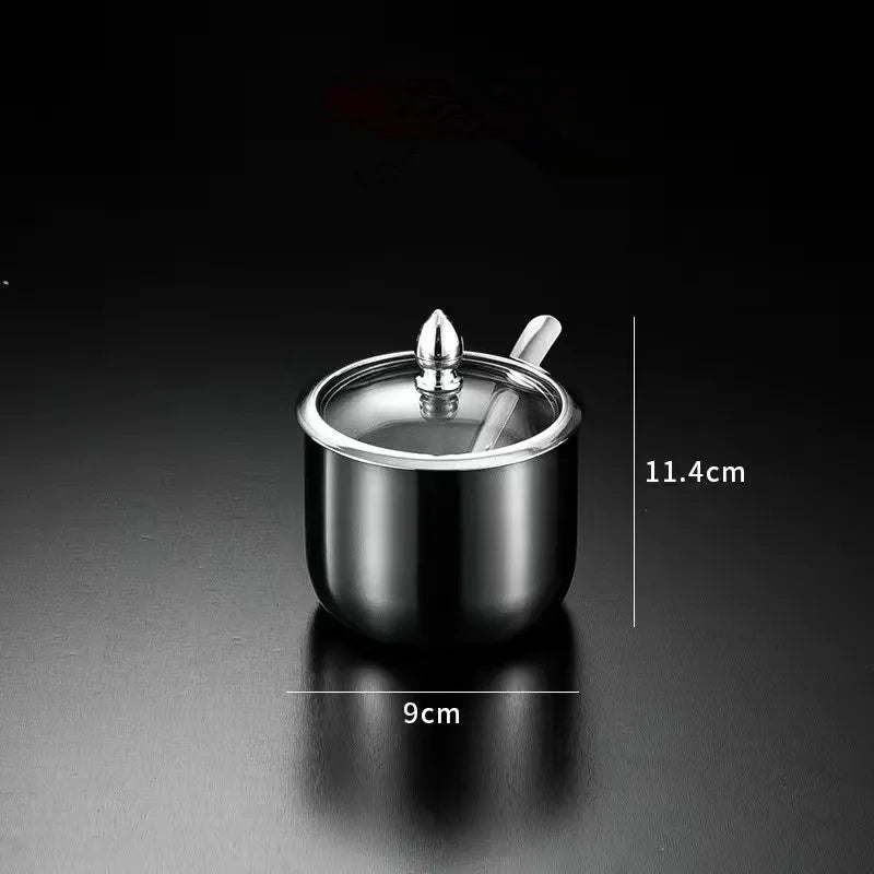 Gold Glass Spice Jar with Spoon