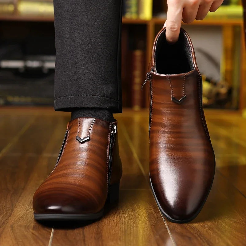 Men's Retro Zip Leather Boots