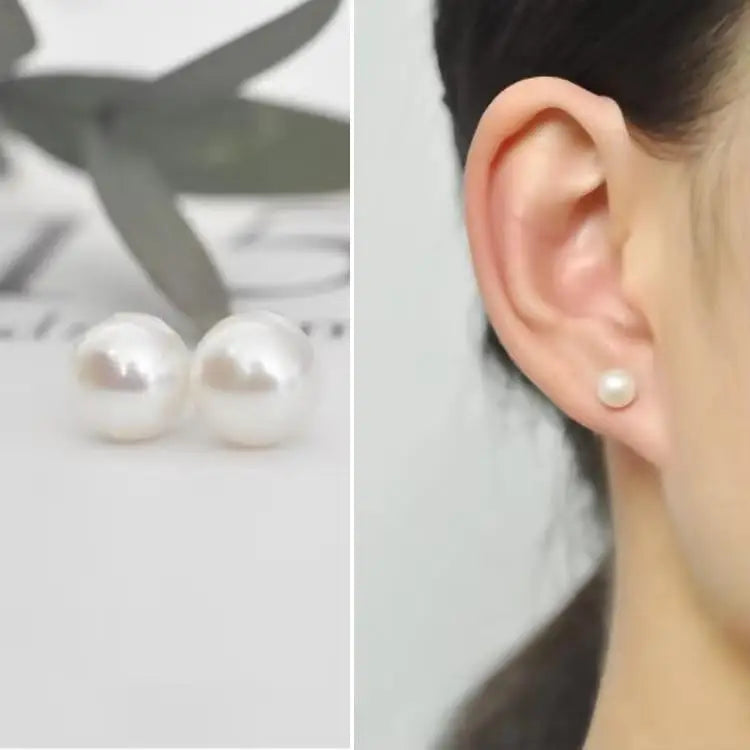 Heart Pearl Stud Earrings
