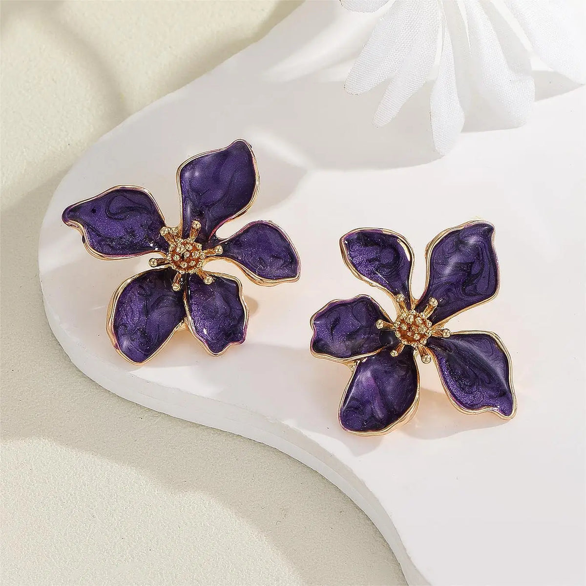 Colorful Enamel Big Flower Earrings