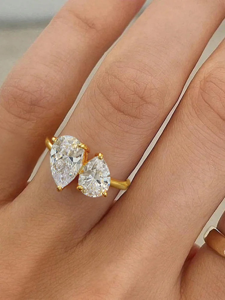 💧 Sparkling Water Drop CZ Ring