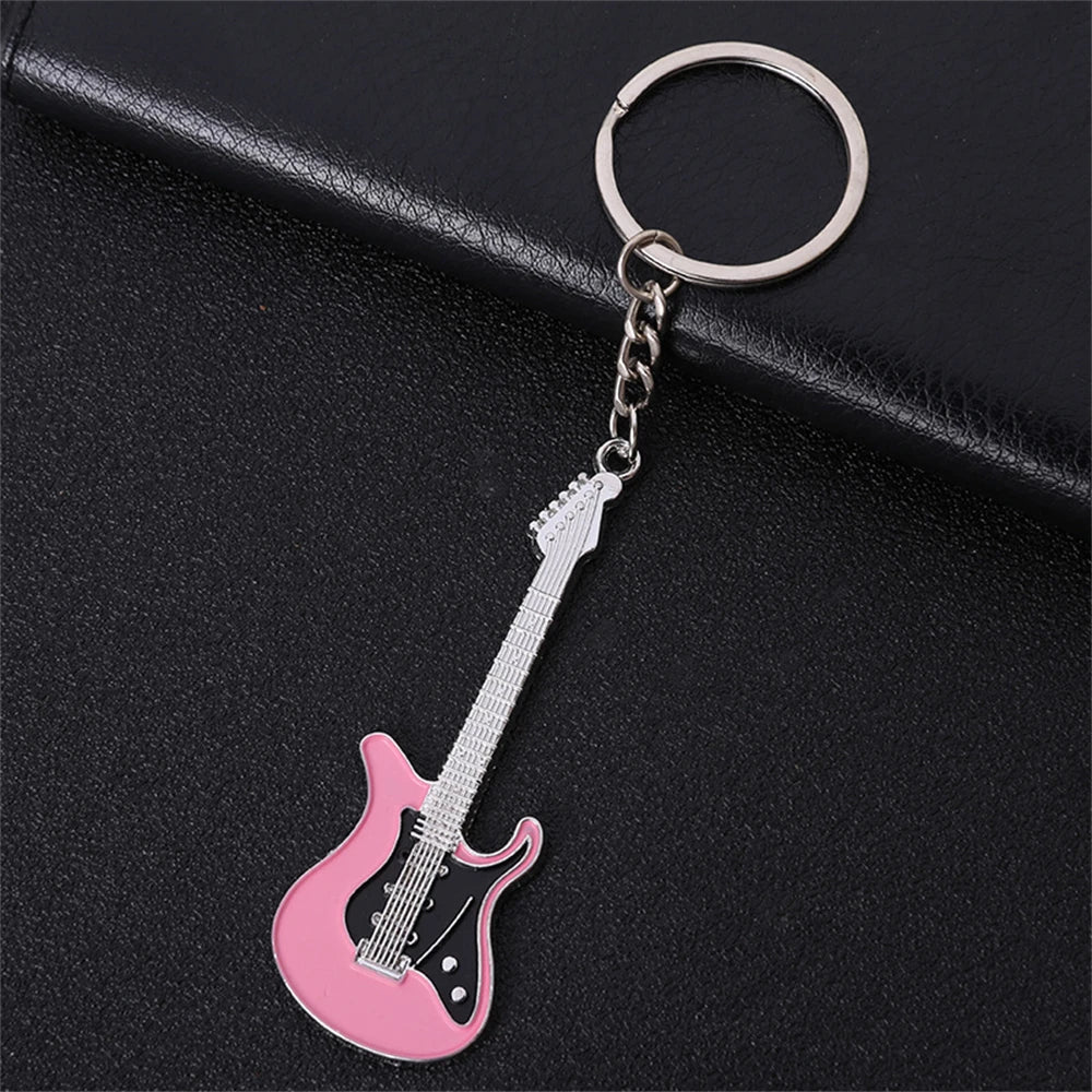Rhinestone Mini Guitar Keychain