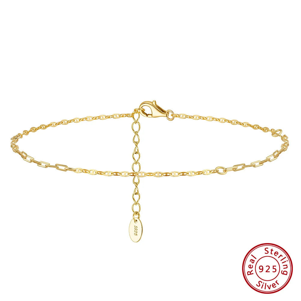 14K Gold 925 Silver Cuban Anklet