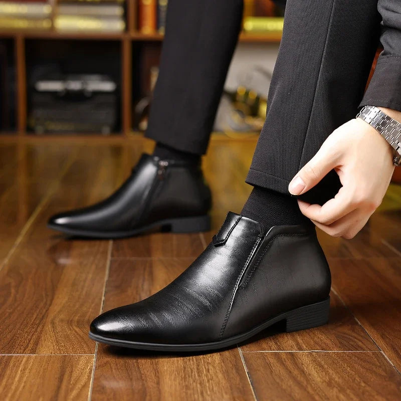 Men's Retro Zip Leather Boots