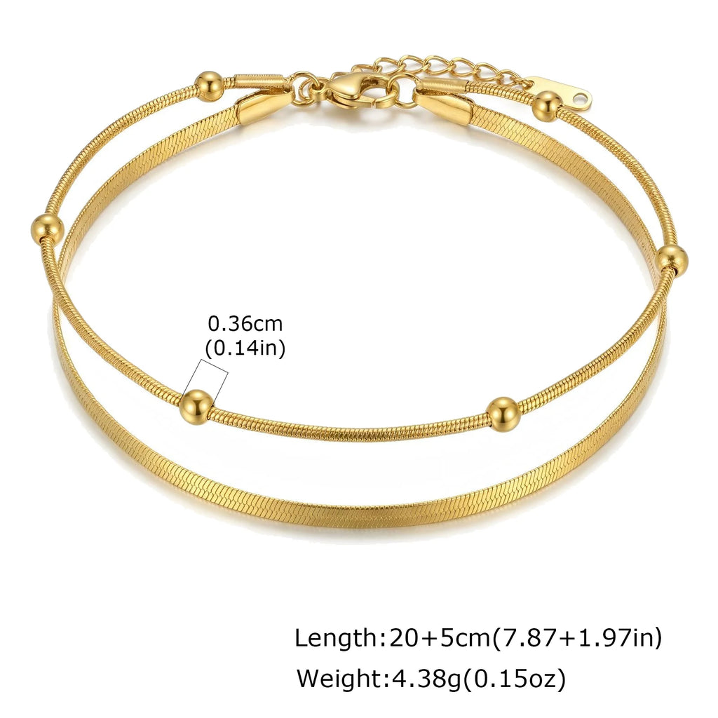 Boho Double-Layer Bead Anklet