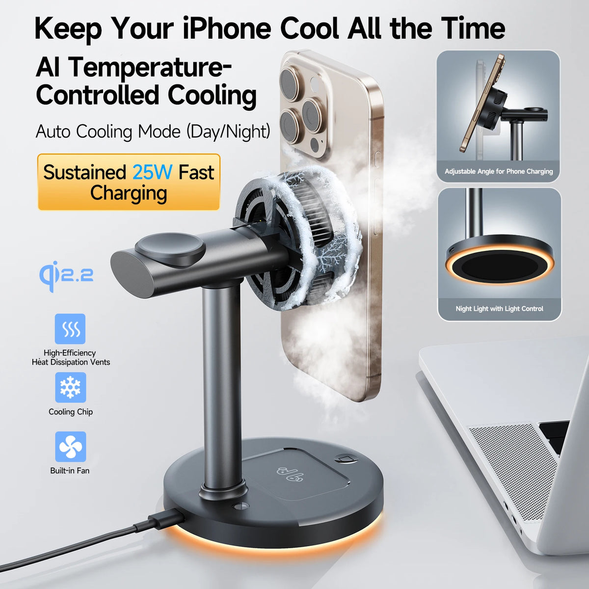 ❄️ 3-in-1 Magnetic Wireless Charging Cooling Station