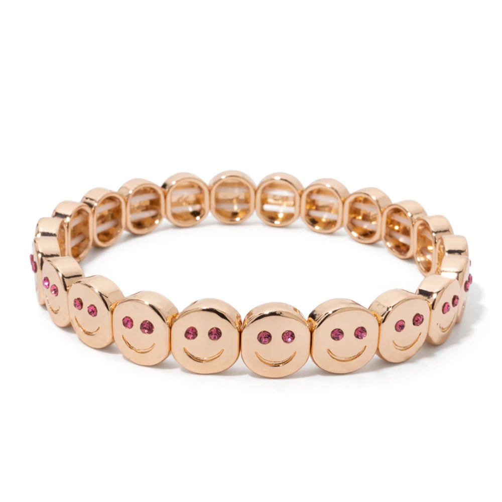 😊 Happy Face Crystal Bead Bracelet