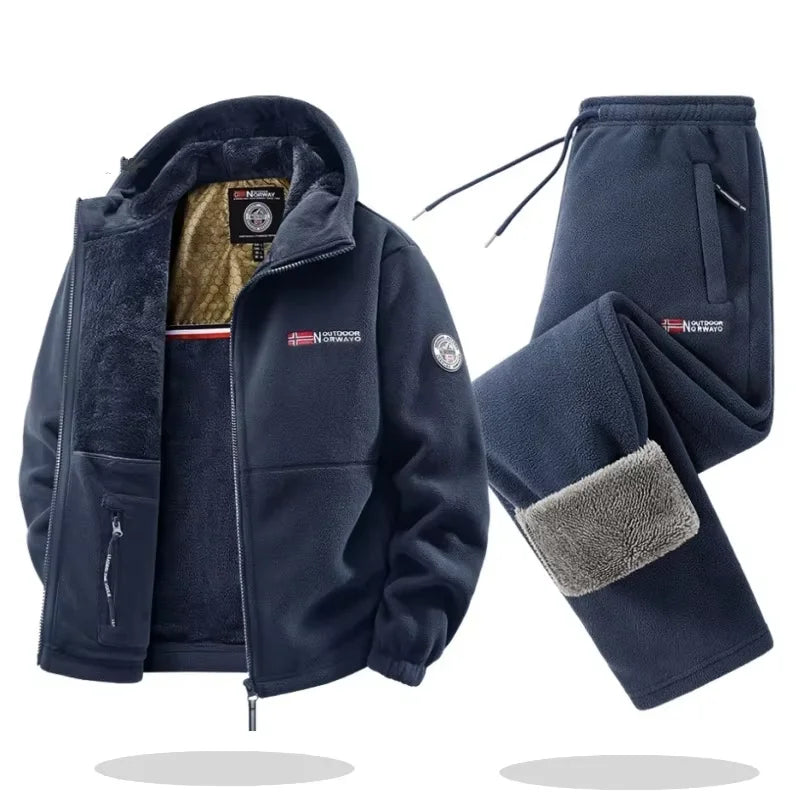 Men's Warm Fleece Hoodie & Pants Set