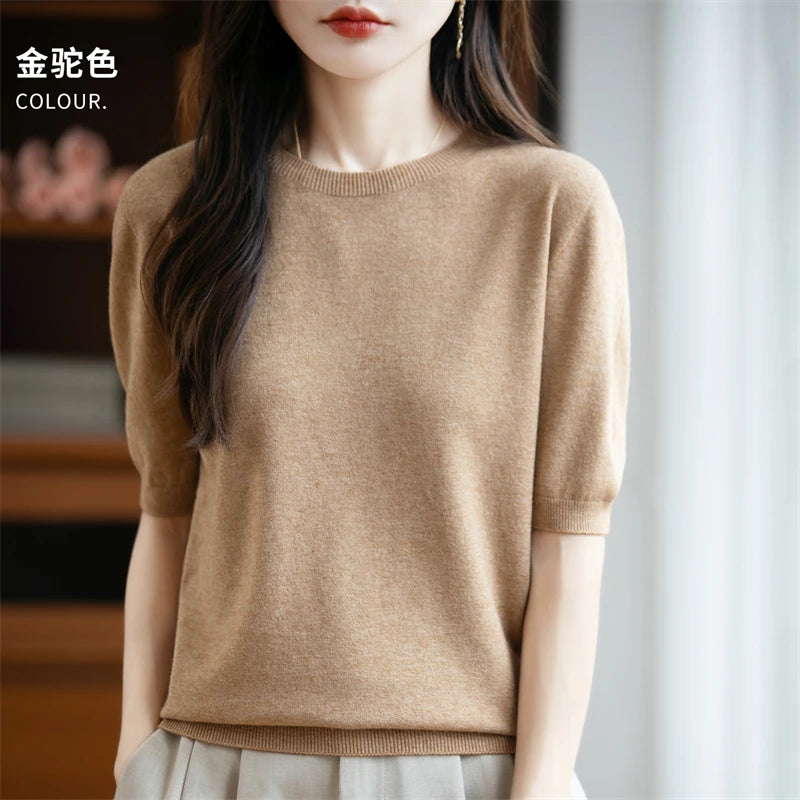 100% Merino Wool Short Sleeve Sweater