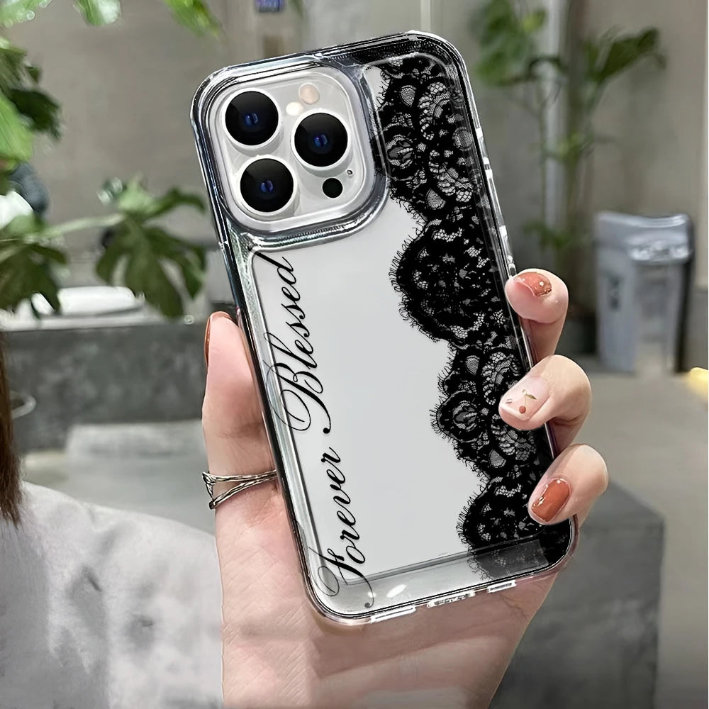 Black Lace Clear iPhone Case