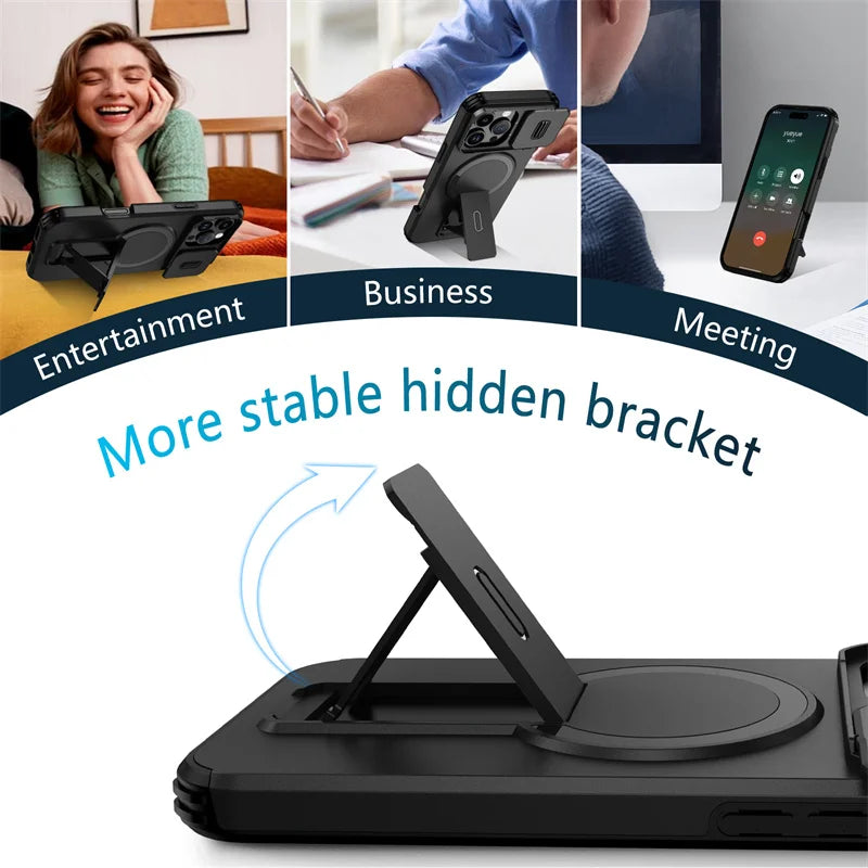 🔒 MagSafe Armor Stand Camera Protection Case