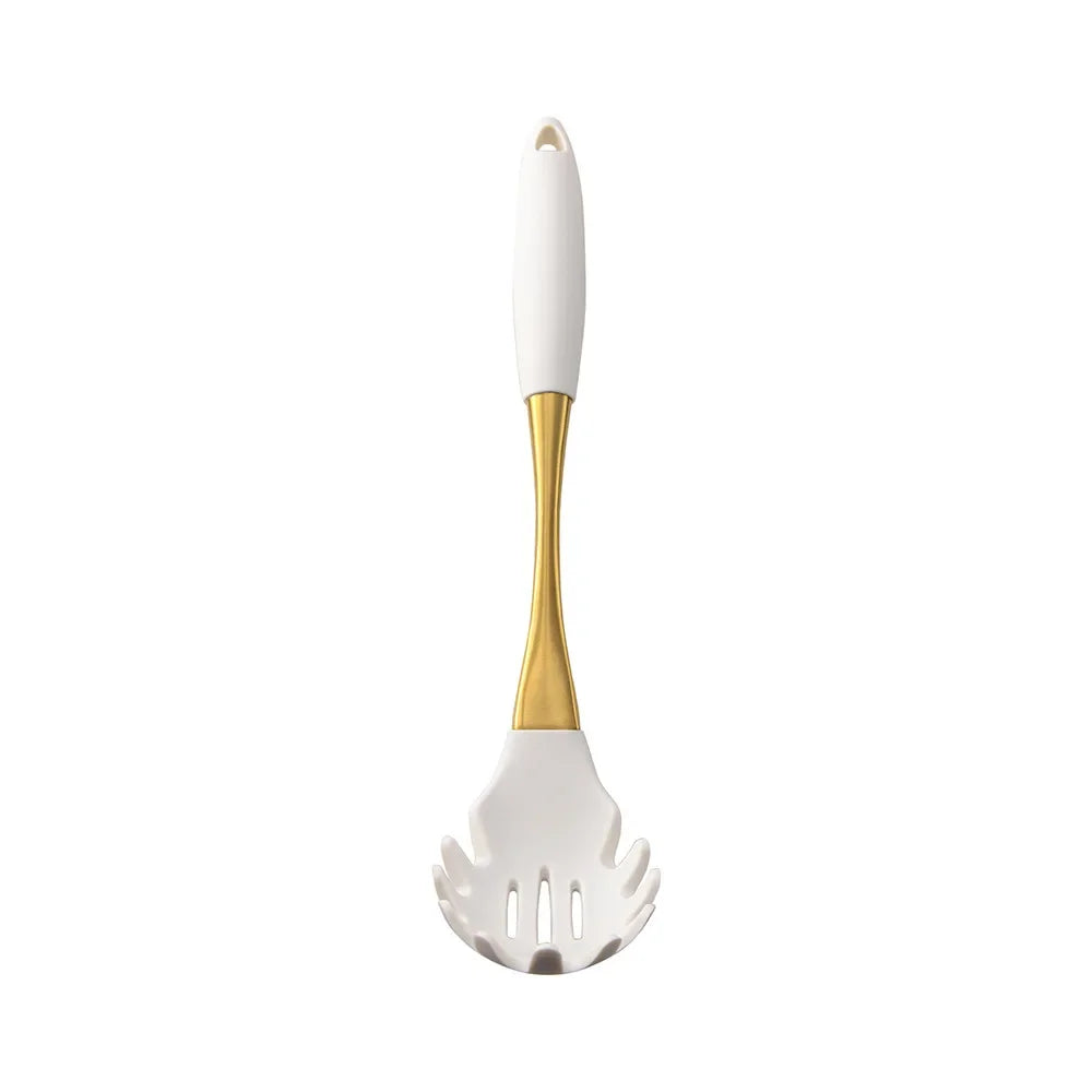 White & Gold Silicone Kitchen Utensils
